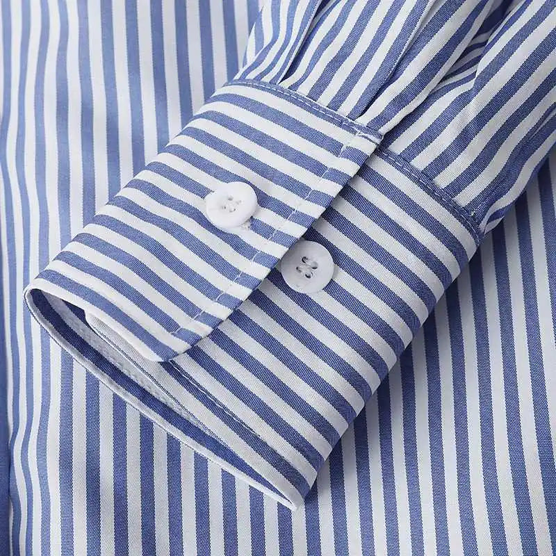 Women Striped Long Sleeve Loose Oversized Blouse | Vintage Button-Up Top