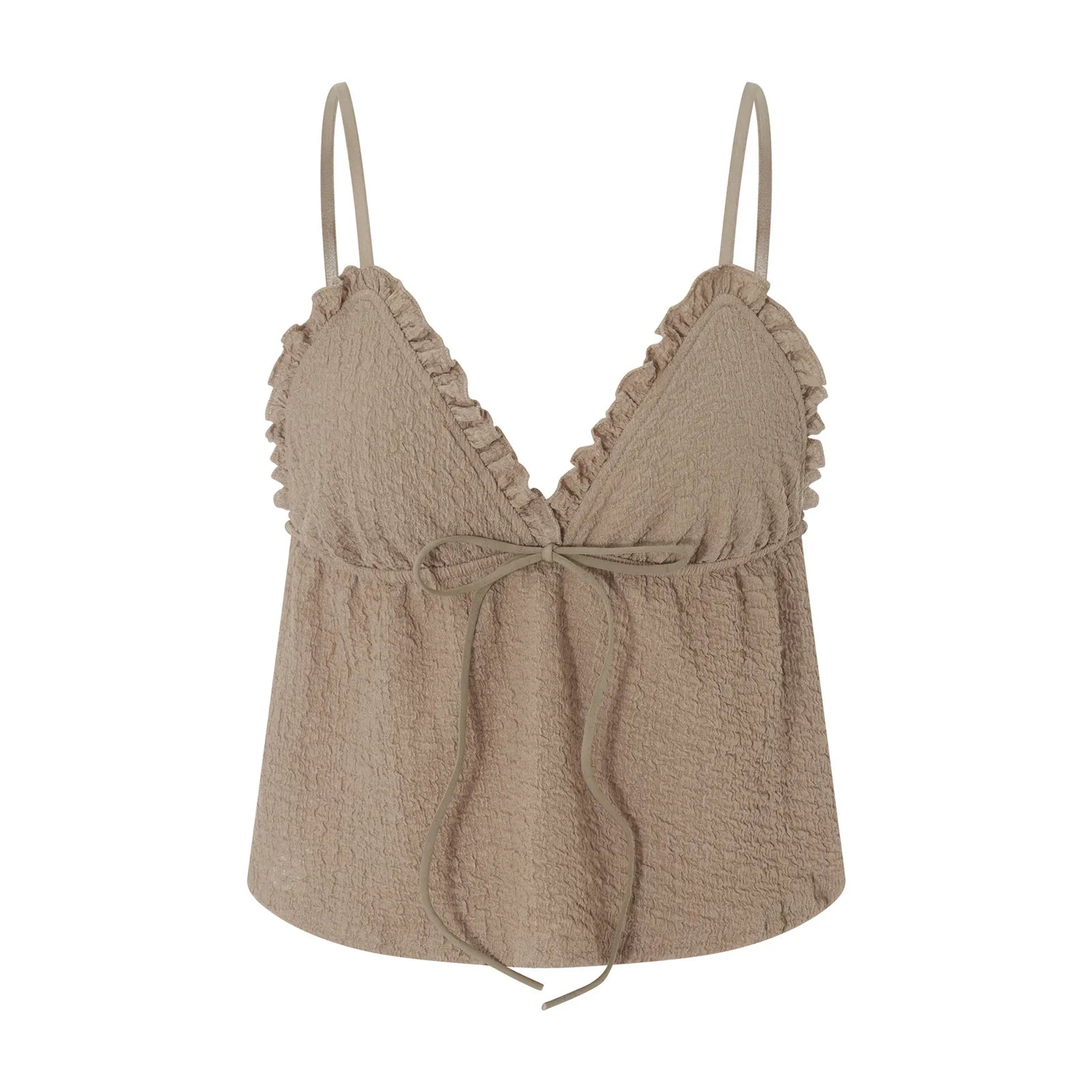 Women Camisole Top | Spaghetti Straps | V Neck Cami Top | Tank Top Light Brown