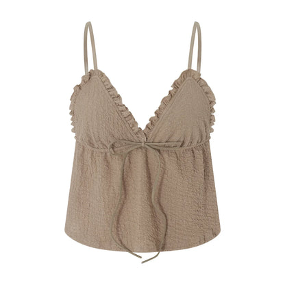 Women Camisole Top | Spaghetti Straps | V Neck Cami Top | Tank Top Light Brown
