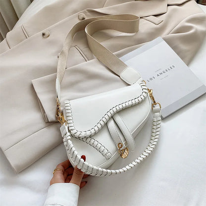 Women Leather Saddle Shoulder Bag | Crossbody Bag White