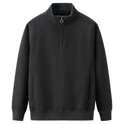 Men Plain Hoodieless Sweatshirt | Men Half Zip Pullover Black