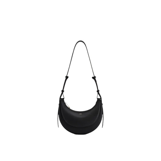 Women Leather Half Moon Crossbody Bag | Commuter Bag | Underarm Bag black