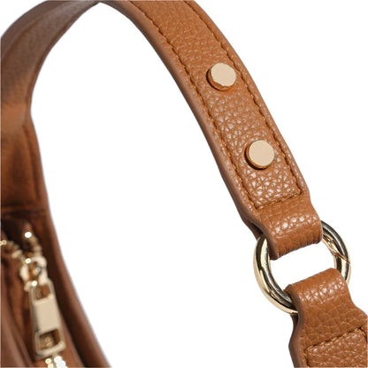 Women Vintage Half Moon Bag | Lychee Texture Rivet Underarm Bag
