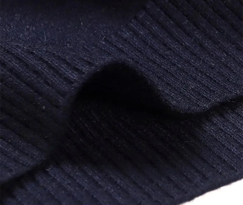 Men Pure Wool Sweater | Polo Knitted Pullover | Warm