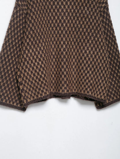 Women Oversized Knitted Jacket | Large Collar | Street Style | Geometric Pattern