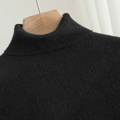 Men Merino Wool Turtleneck Knitted Pullover | Merino Wool Sweater | Cashmere Warm Knit Top black