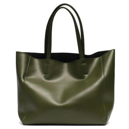 Women Genuine Leather Tote Bag | Large Capacity | Office Purse GREEN