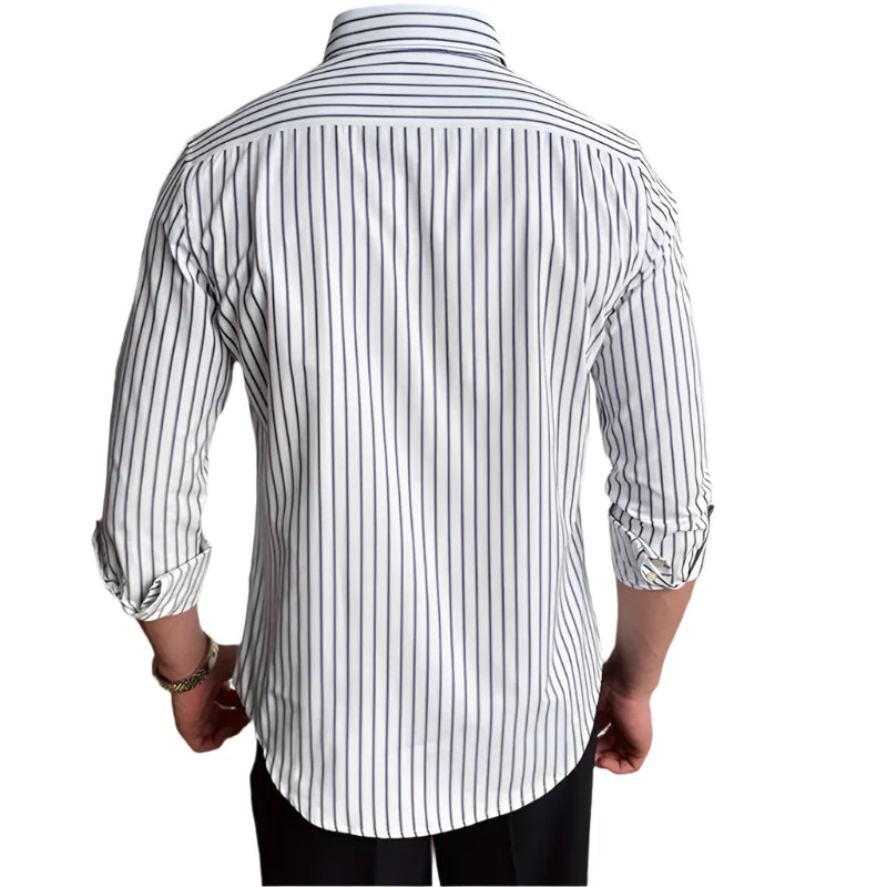 Men Casual Stripe Shirt | Dress Shirt | British Style Long Sleeve Striped Shirt