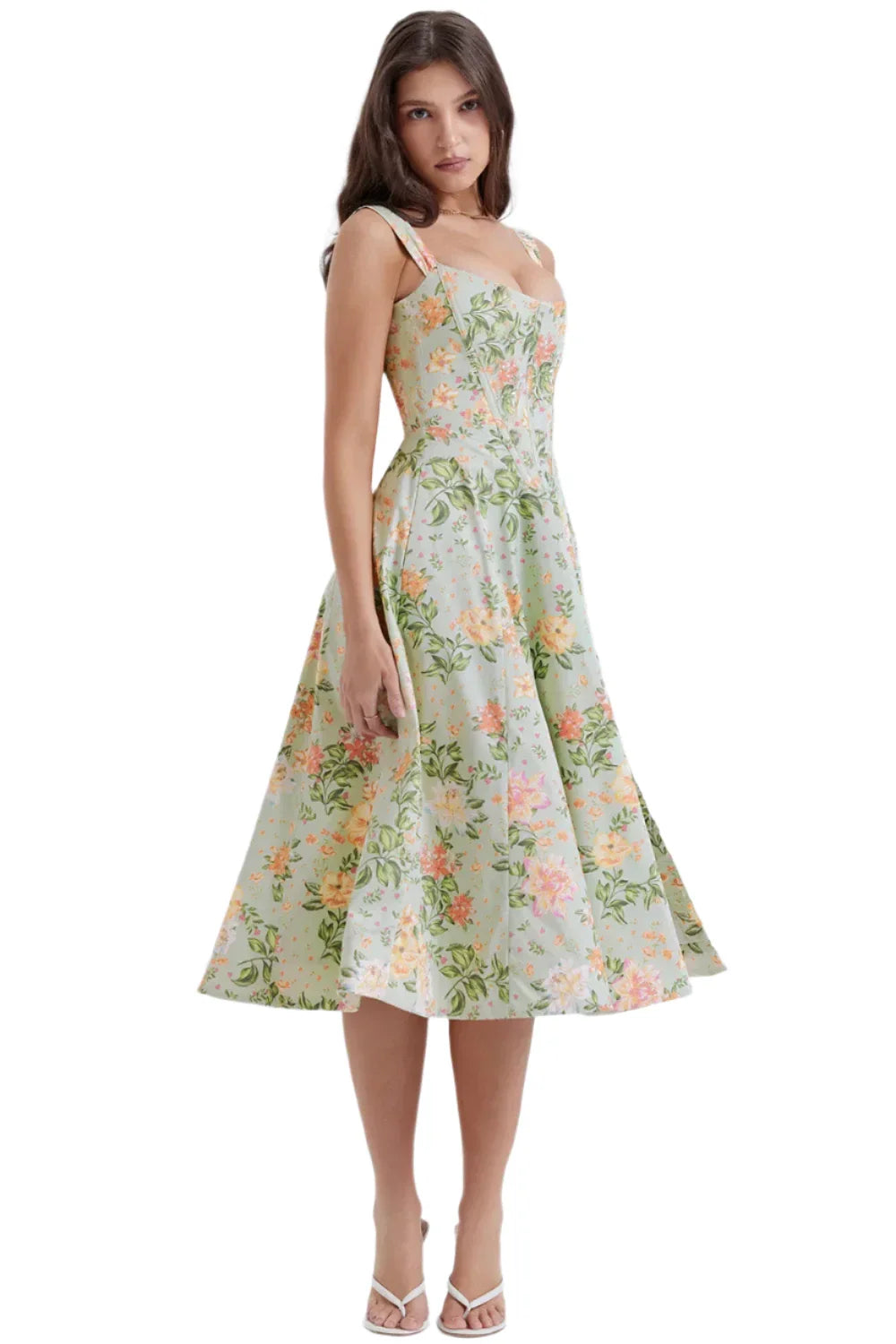 Women Floral Print Long Dress | Corset Dress | Casual Party Dress
