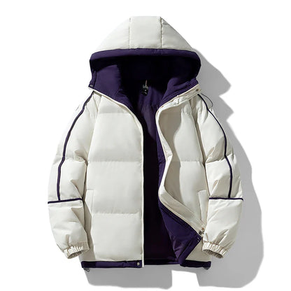Unisex Thick Hooded Puffer Jacket | Windbreaker Jacket | Warm Parka Winter Jacket Beige