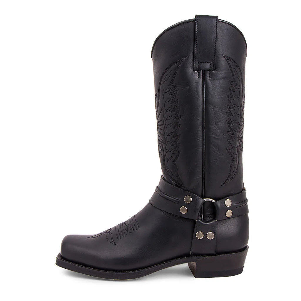 Men Western Cowboy Boots | Leather Embroidered Boots | Winter Shoes | Retro Men Boots | Mid-Calf Boots black
