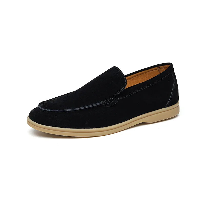 Men Genuine Leather Loafers | Moccasins | Suede Loafers Black
