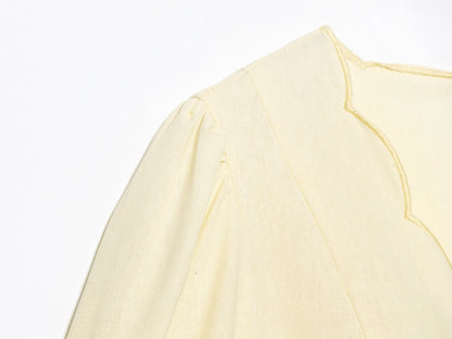 Women Butter Yellow Top and Pants Set | Puff Sleeve Blouse | Wide Leg Pants | Summer Vacation Set