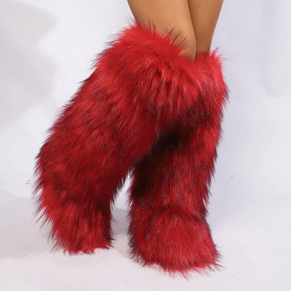 Women Over-The-Knee Boots | High Boots | Winter | Fur Snow Boots | Warm Boots | Non-Slip Red