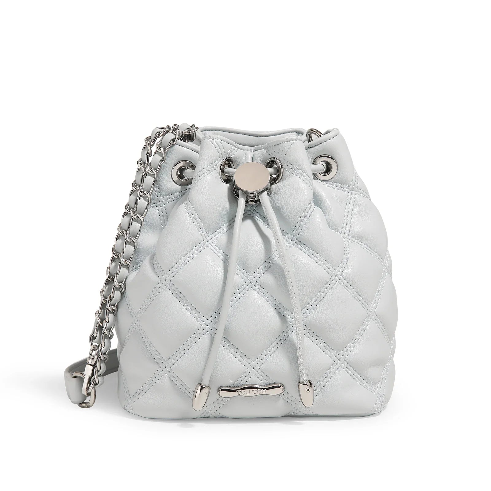 Women Classic Leather Bucket Bag | Lingge Chain Bag Blue