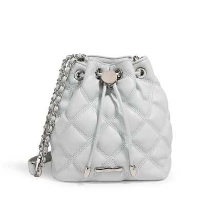 Women Classic Leather Bucket Bag | Lingge Chain Bag Blue