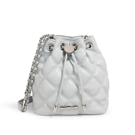 Women Classic Leather Bucket Bag | Lingge Chain Bag Blue