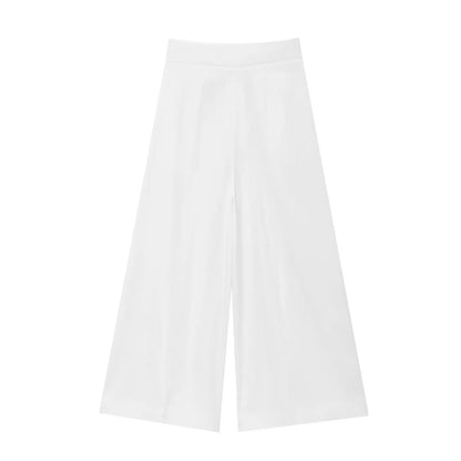 Women Sleeveless V-Neck Top With Belt Straight Pants Set | Top Trouser Suit | 2 Piece Set