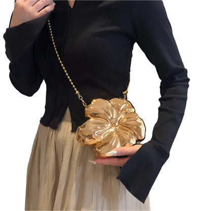 Women Gold Floral Acrylic Clutch Bag | Lily of the Valley Charm