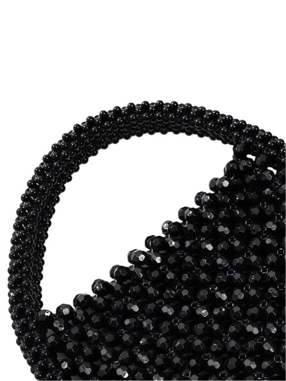 Women Hollow Hand-Made Metal Gold Beads Woven Handbag | Pearl Bag | Round Handbag