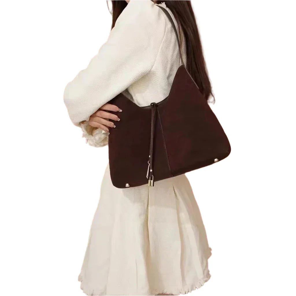 Women Suede Tote Armpit Handbag