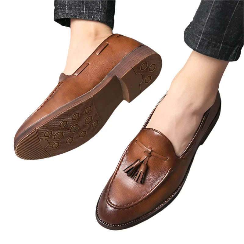 Men Leather Tassel Loafers | Moccasins Brown