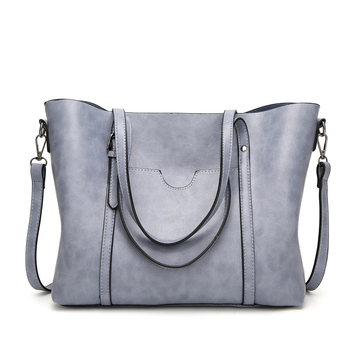 Women Tote Shoulder Bag | Oil Wax Leather Handbag Light blue