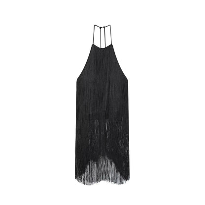 Women Long Tassel Top | Halter Neck | Sleeveless | Backless
