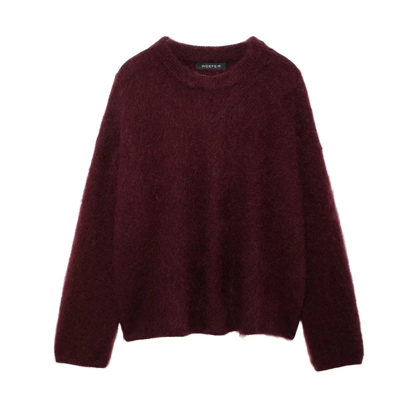 Women Burgundy Loose Pullover | Oversized Sweater Burgundy