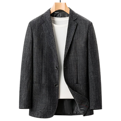 Men Plaid Blazer | Business Casual Party | Gentleman Suit Jacket Dark Gray