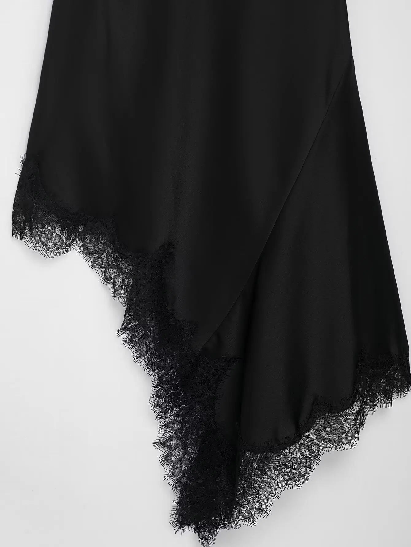 Women Lace Spliced Sling Dress | Sleeveless | Backless | Asymmetrical | Holiday | Party Wear