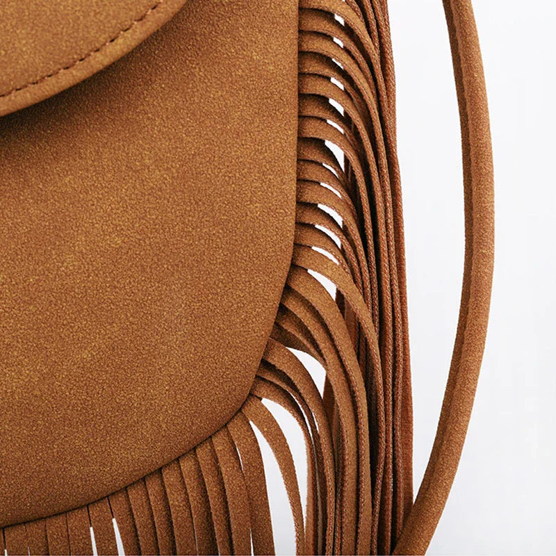Women Suede Leather Boho Bag | Vintage Fringe Tassel Bohemian Bag