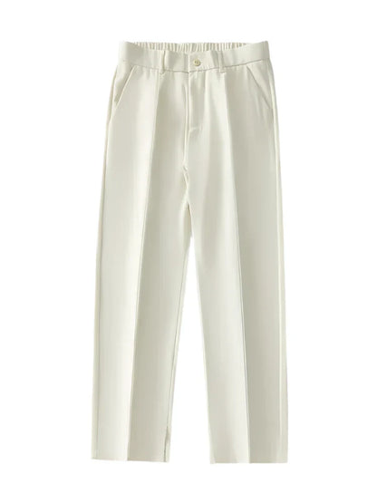 Men’s Classic Soft Pants | Straight Loose Drape Trousers | Breathable Material White
