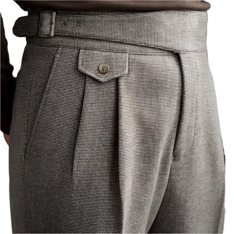 Men Retro Straight Pants | Old Money High Waist Pants | Office-Trousers | Dress Pants Khaki