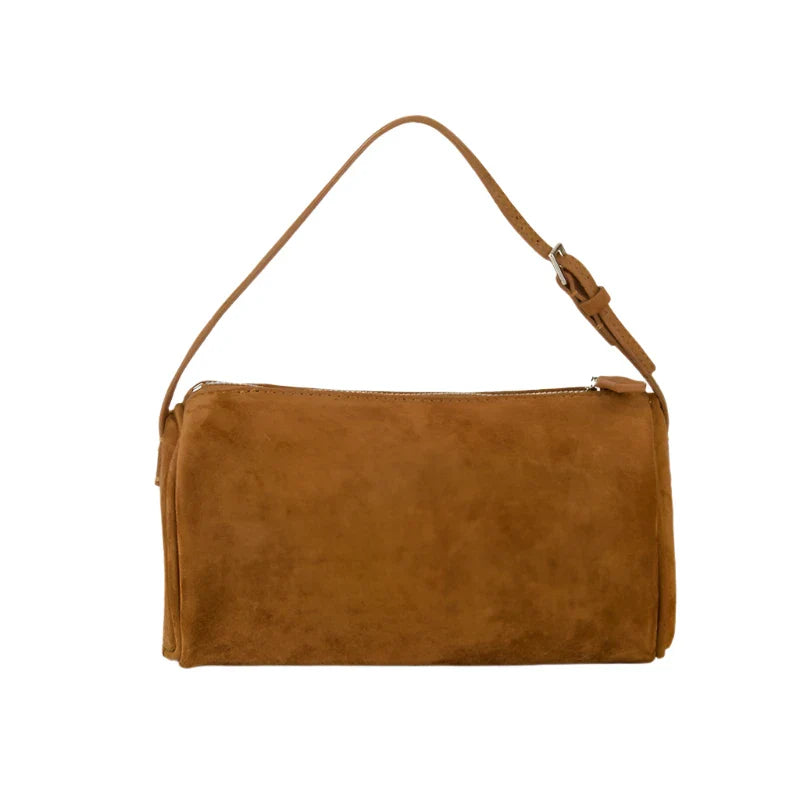 Women Vintage Suede Leather Shoulder Bag Suede Brown
