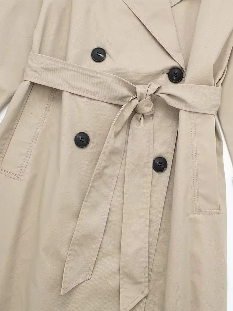 Women Double Breasted Trench Coat With Belt