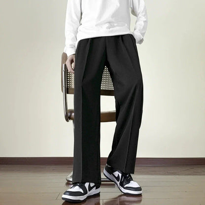 Men Plain Wide Leg Dress Pants | Business Casual Pants | Slim-Fit Trousers