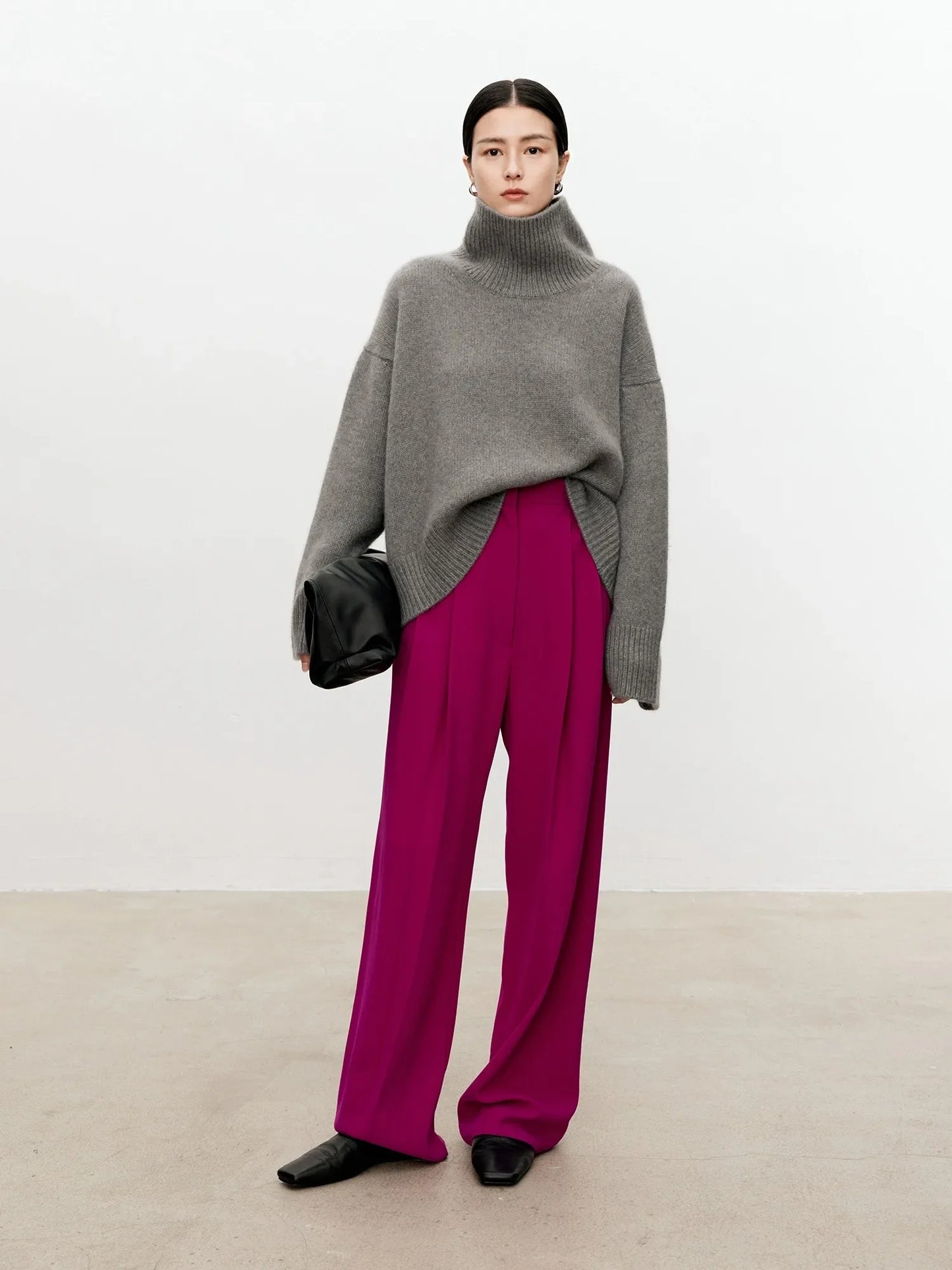 Women Soft Cashmere Sweater | Loose and Thick Turtleneck Pullover Knit