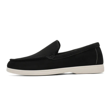 Men Summer Casual Shoes | Suede Leather Loafers | Moccasins | Driving Shoes | British Style Slip-on Shoes Black
