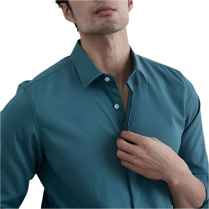Men British Style Dress Shirt | Striped Long Sleeve Shirt | Business Shirt