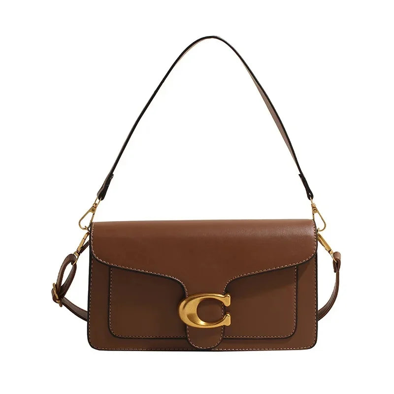 Women Leather Shoulder Bag | Underarm Bag | Crossbody Bag | Square Bag Khaki