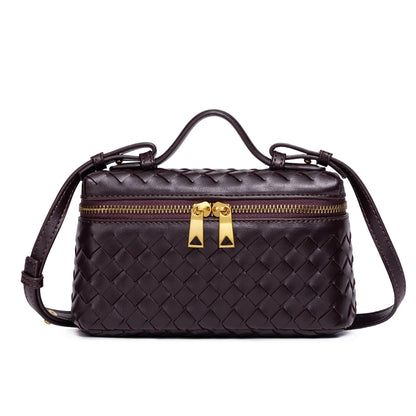Women Woven Lunch Box Bag | Shoulder Bag | Crossbody Bag | Box bag Chocolate