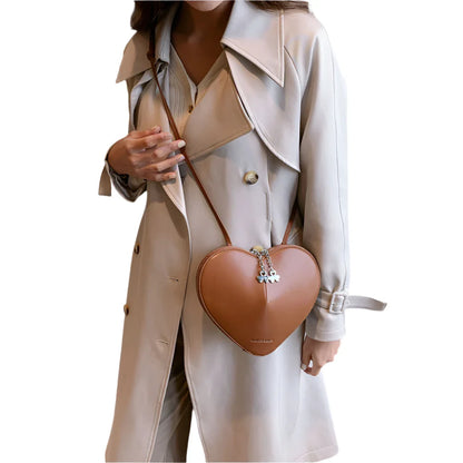 Women Heart Shaped Crossbody Bag | Sling Purse Brown