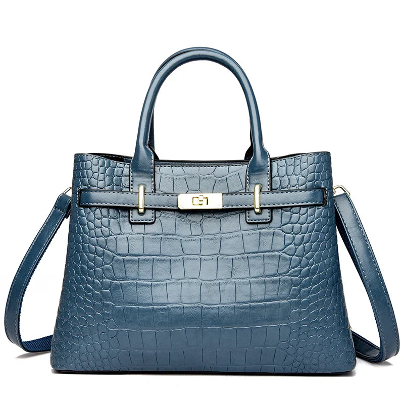 Women 3-layer Leather Handbag | Shoulder Bag Blue