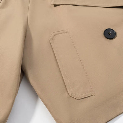 Women Cropped Trench Coat | Long Sleeve | Casual Classic