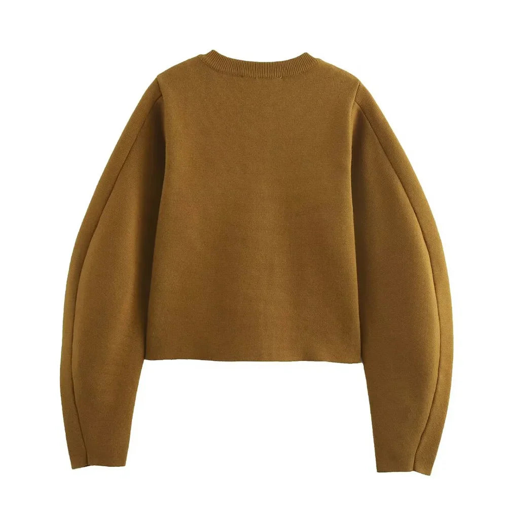 Plain Caramel Knit Cardigan