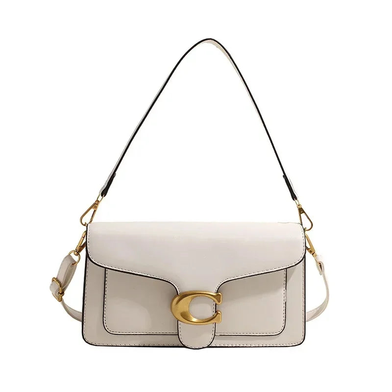 Women Leather Shoulder Bag | Underarm Bag | Crossbody Bag | Square Bag White