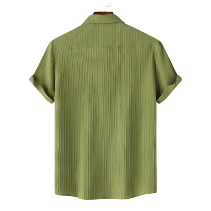Men Cotton Linen Summer Shirt | Short Sleeve Button Down | Beach Shirt | Casual Breathable Holiday Hawaiian Shirt