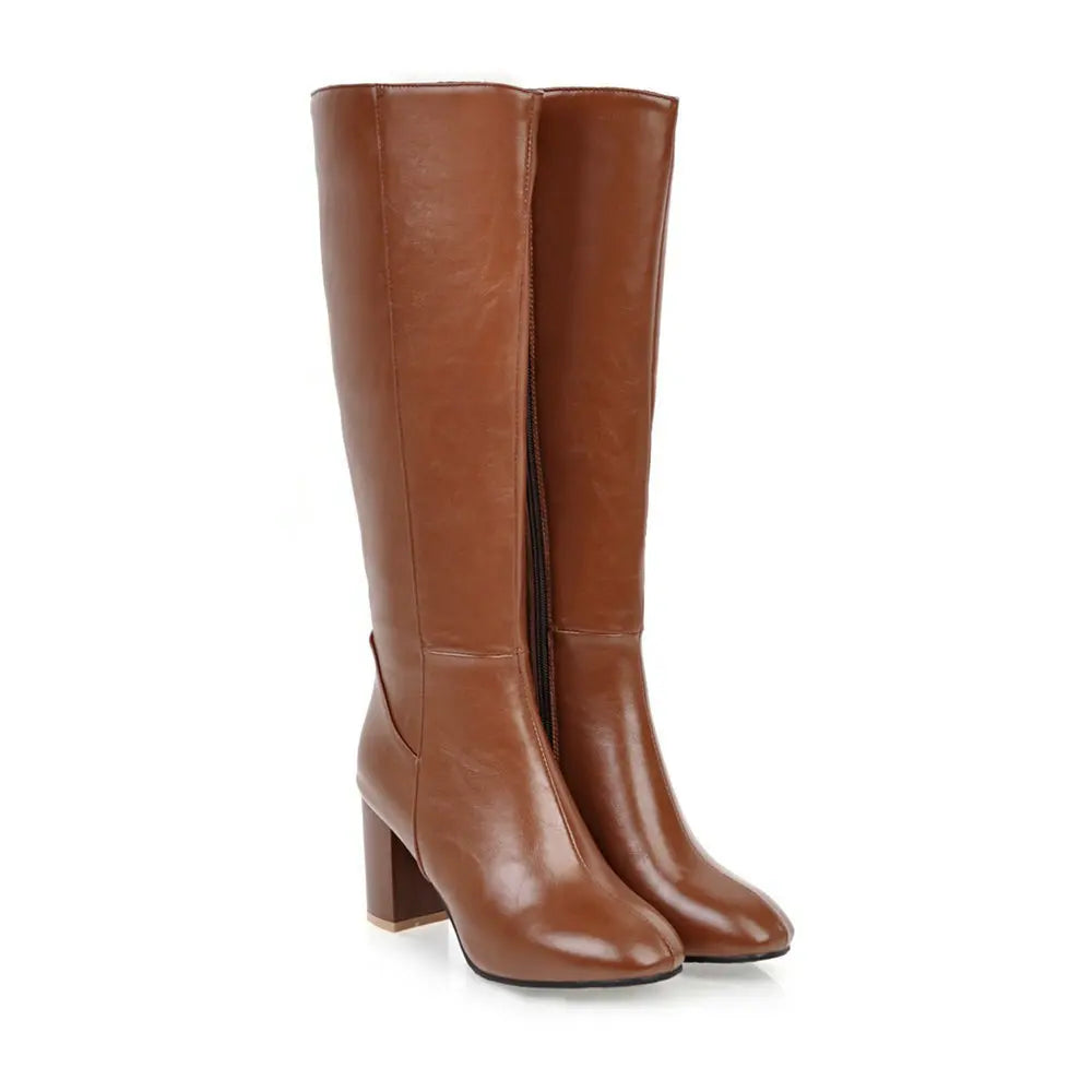 Women Long Boots | Leather Boots | Knee High | Block Heels