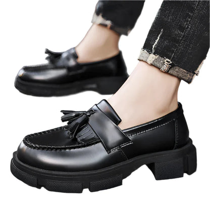 Men Leather Tassel Shoes | Black Loafers | Dress Shoes | Moccasin